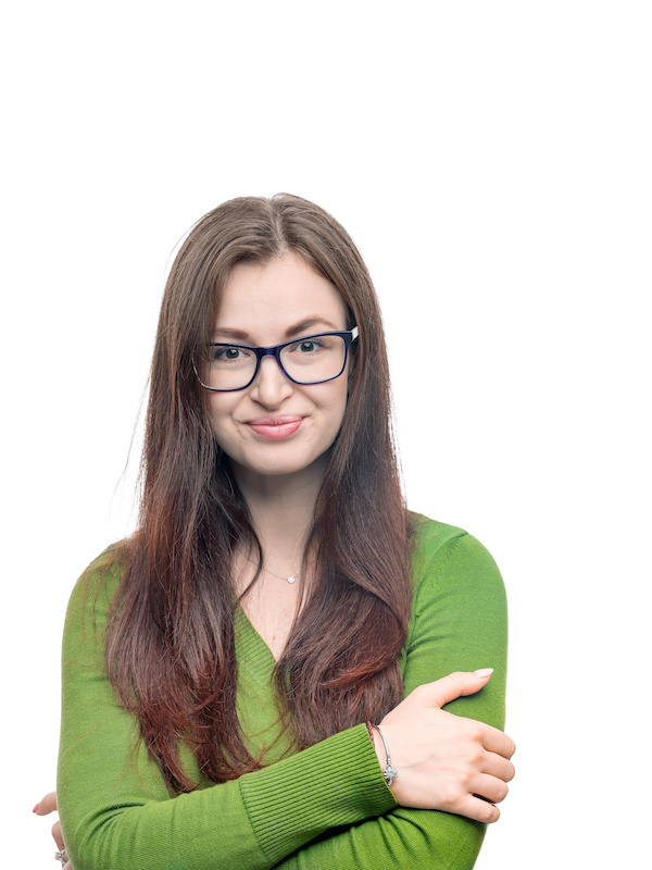 Young white woman dark hair headshot
