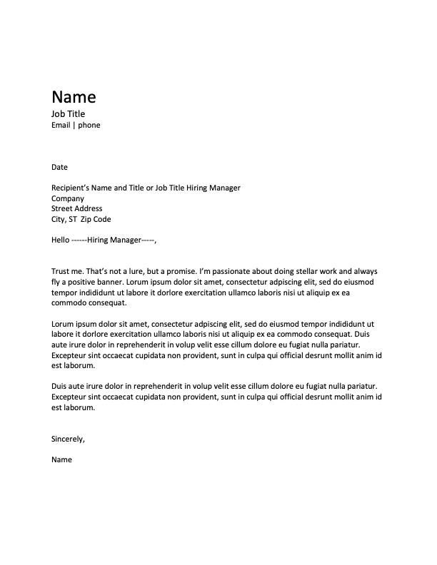Sample of a Professional Cover Letter