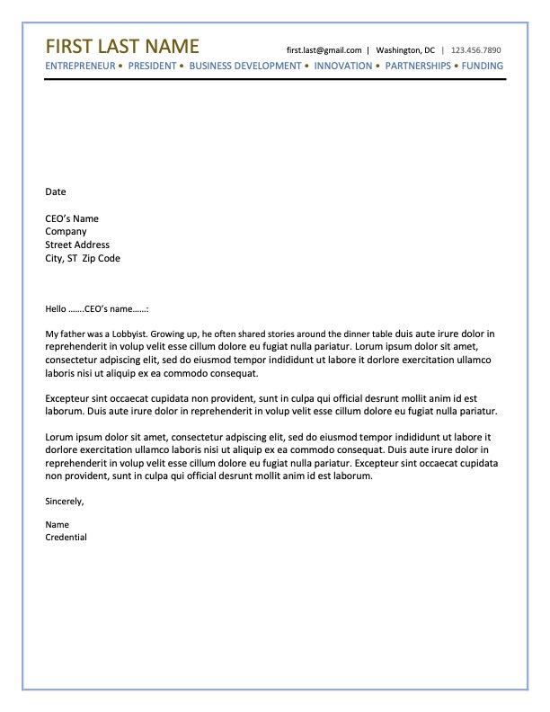 Sample of an Executive Cover Letter